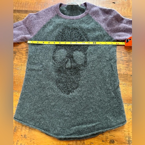 EUC 27 Miles Malibu 100% Cashmere Patricia Beaded Skull Sweater, size XS - Picture 10 of 13